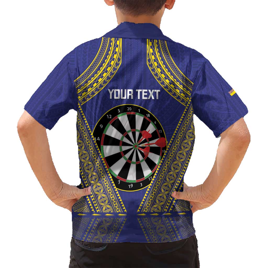 Personalised Niue Darts Family Matching Summer Maxi Dress and Hawaiian Shirt Dart Board Hiapo Pattern - Polynesian Pride