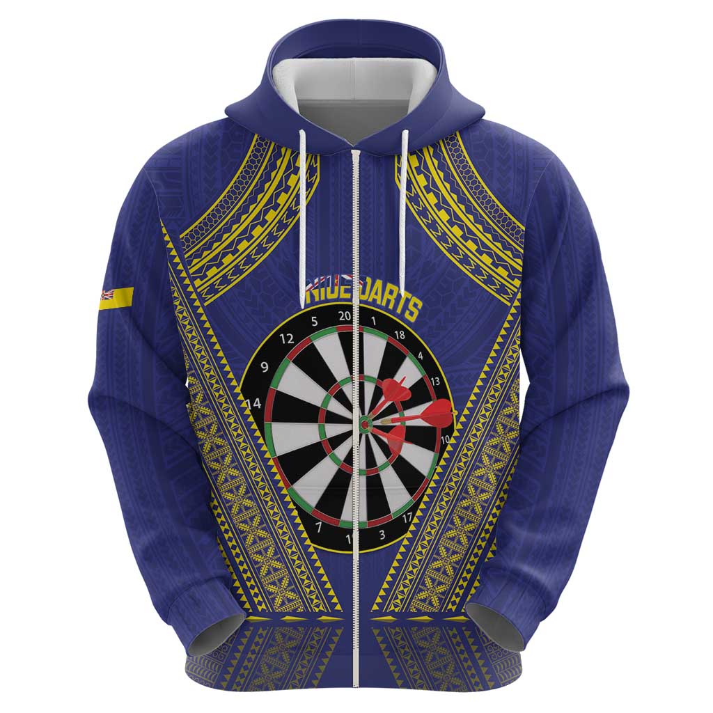 Personalised Niue Darts Hoodie Dart Board Hiapo Pattern - Polynesian Pride