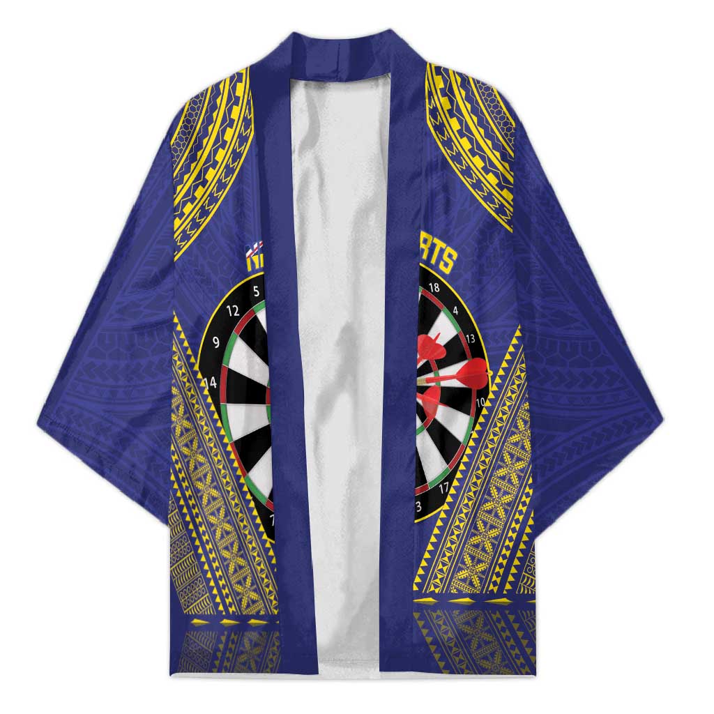 Personalised Niue Darts Kimono Dart Board Hiapo Pattern LT14 Unisex Blue - Polynesian Pride