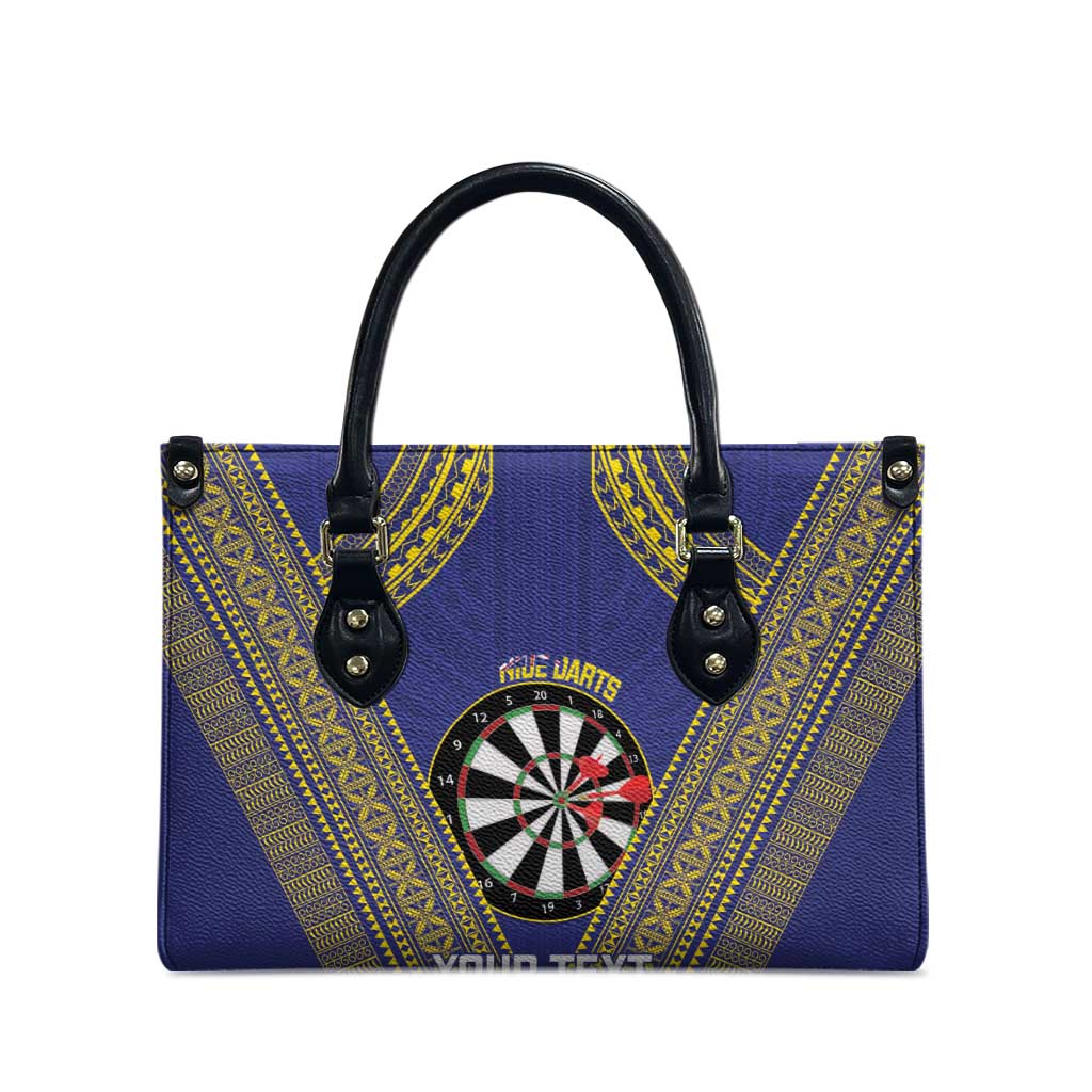 Personalised Niue Darts Leather Bag Dart Board Hiapo Pattern - Polynesian Pride