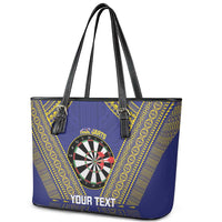 Personalised Niue Darts Leather Tote Bag Dart Board Hiapo Pattern LT14 - Polynesian Pride