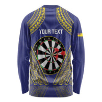 Personalised Niue Darts Long Sleeve Shirt Dart Board Hiapo Pattern - Polynesian Pride