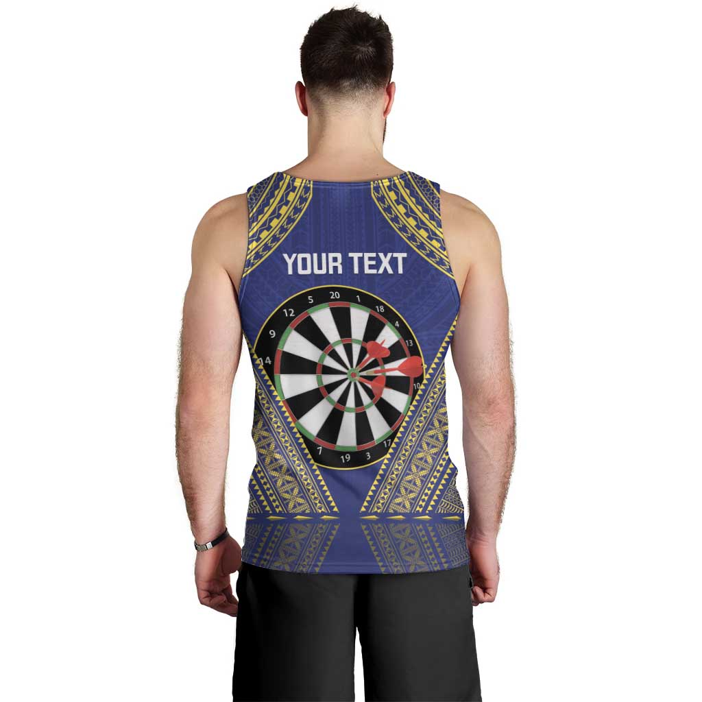 Personalised Niue Darts Men Tank Top Dart Board Hiapo Pattern - Polynesian Pride