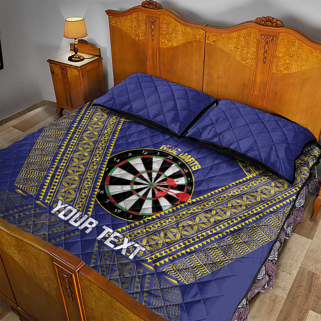 Personalised Niue Darts Quilt Bed Set Dart Board Hiapo Pattern - Polynesian Pride