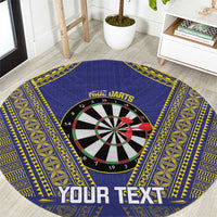 Personalised Niue Darts Round Carpet Dart Board Hiapo Pattern LT14 Blue - Polynesian Pride