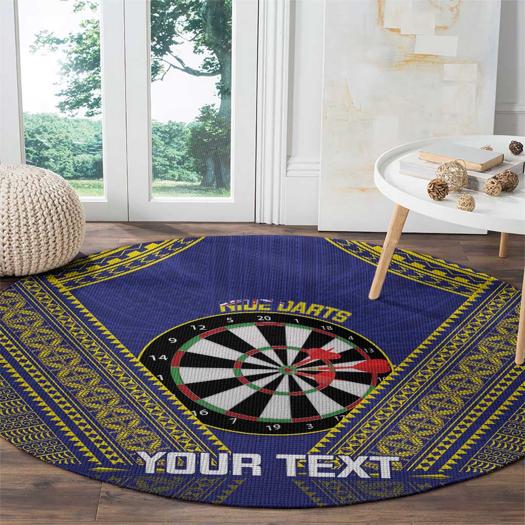 Personalised Niue Darts Round Carpet Dart Board Hiapo Pattern LT14 - Polynesian Pride