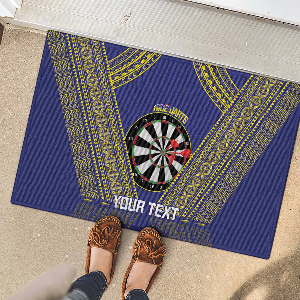 Personalised Niue Darts Rubber Doormat Dart Board Hiapo Pattern - Polynesian Pride