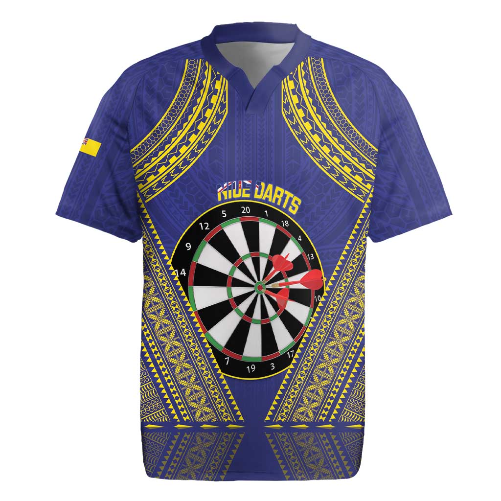 Personalised Niue Darts Rugby Jersey Dart Board Hiapo Pattern - Polynesian Pride