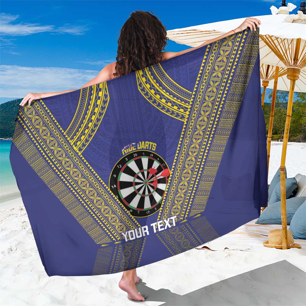 Personalised Niue Darts Sarong Dart Board Hiapo Pattern LT14 One Size 44 x 66 inches Blue - Polynesian Pride