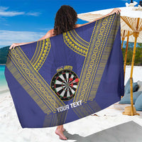 Personalised Niue Darts Sarong Dart Board Hiapo Pattern LT14 One Size 44 x 66 inches Blue - Polynesian Pride