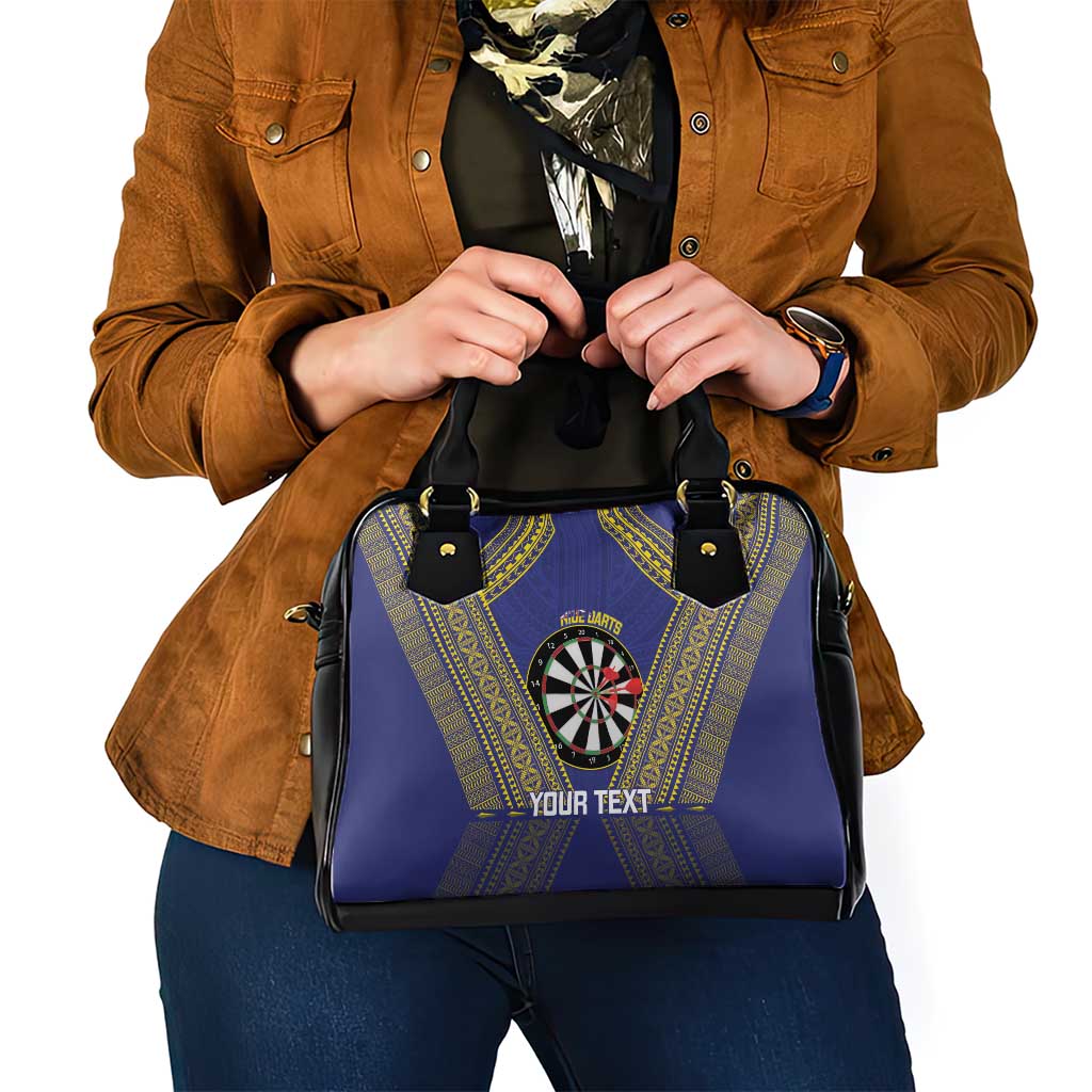 Personalised Niue Darts Shoulder Handbag Dart Board Hiapo Pattern - Polynesian Pride