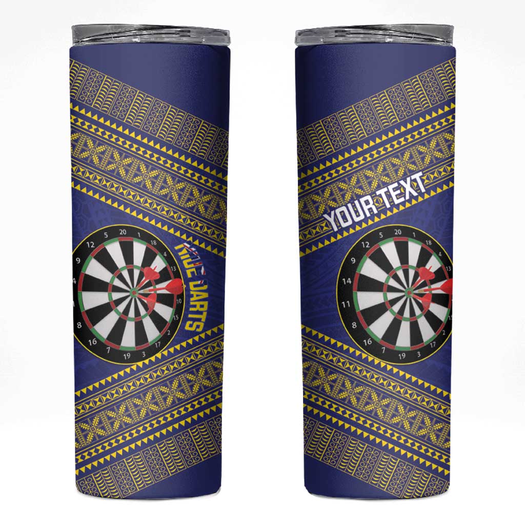 Personalised Niue Darts Skinny Tumbler Dart Board Hiapo Pattern - Polynesian Pride
