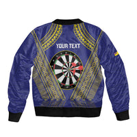 Personalised Niue Darts Sleeve Zip Bomber Jacket Dart Board Hiapo Pattern LT14 - Polynesian Pride