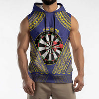 Personalised Niue Darts Sleeveless Hoodie Dart Board Hiapo Pattern - Polynesian Pride