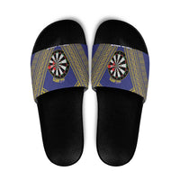 Personalised Niue Darts Slide Sandals Dart Board Hiapo Pattern LT14 Blue - Polynesian Pride