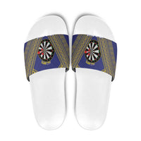 Personalised Niue Darts Slide Sandals Dart Board Hiapo Pattern LT14 Blue - Polynesian Pride