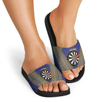 Personalised Niue Darts Slide Sandals Dart Board Hiapo Pattern LT14 - Polynesian Pride