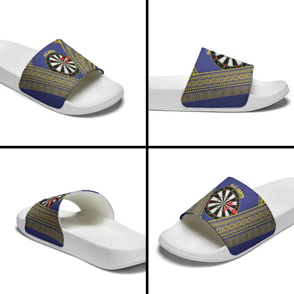 Personalised Niue Darts Slide Sandals Dart Board Hiapo Pattern LT14 - Polynesian Pride