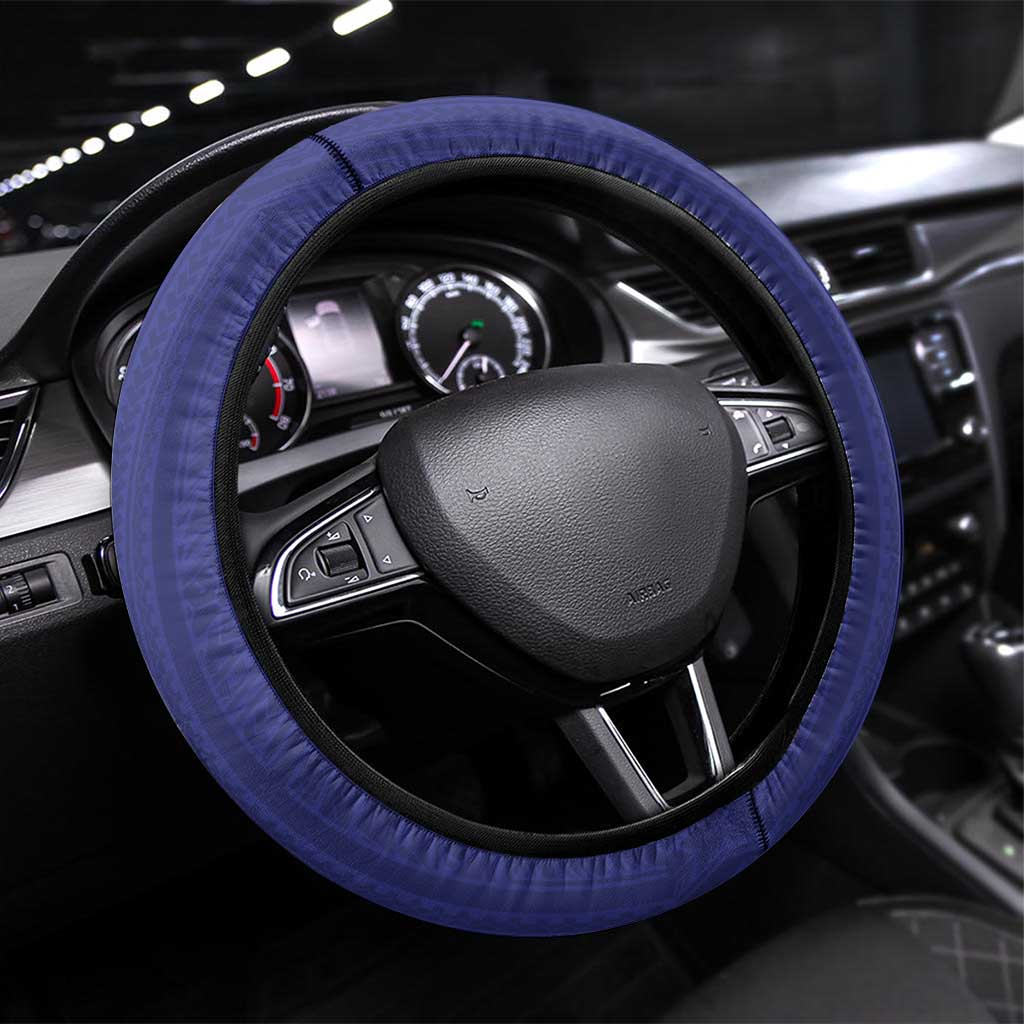Niue Darts Steering Wheel Cover Dart Board Hiapo Pattern LT14 Universal Fit Blue - Polynesian Pride