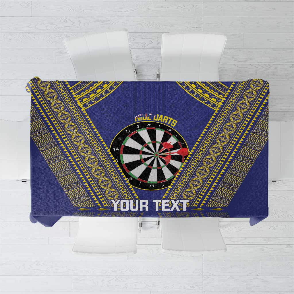 Personalised Niue Darts Tablecloth Dart Board Hiapo Pattern LT14 Blue - Polynesian Pride