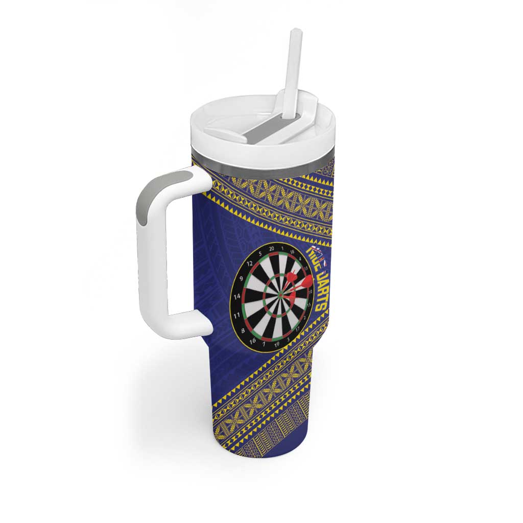Personalised Niue Darts Tumbler With Handle Dart Board Hiapo Pattern LT14 - Polynesian Pride