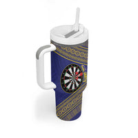 Personalised Niue Darts Tumbler With Handle Dart Board Hiapo Pattern LT14 - Polynesian Pride