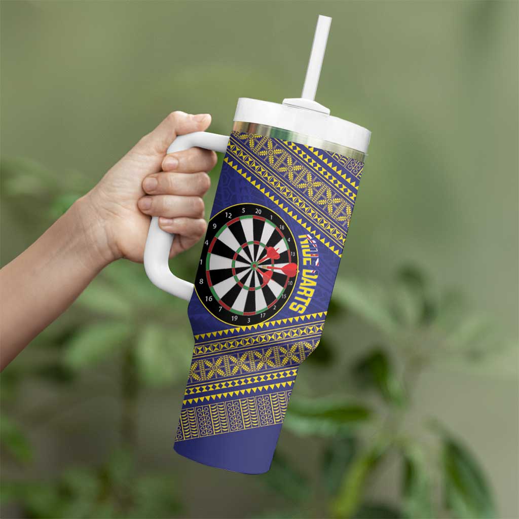 Personalised Niue Darts Tumbler With Handle Dart Board Hiapo Pattern LT14 - Polynesian Pride