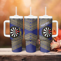 Personalised Niue Darts Tumbler With Handle Dart Board Hiapo Pattern LT14 - Polynesian Pride