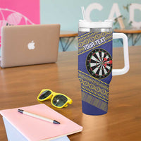 Personalised Niue Darts Tumbler With Handle Dart Board Hiapo Pattern LT14 - Polynesian Pride