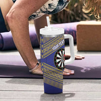 Personalised Niue Darts Tumbler With Handle Dart Board Hiapo Pattern LT14 - Polynesian Pride