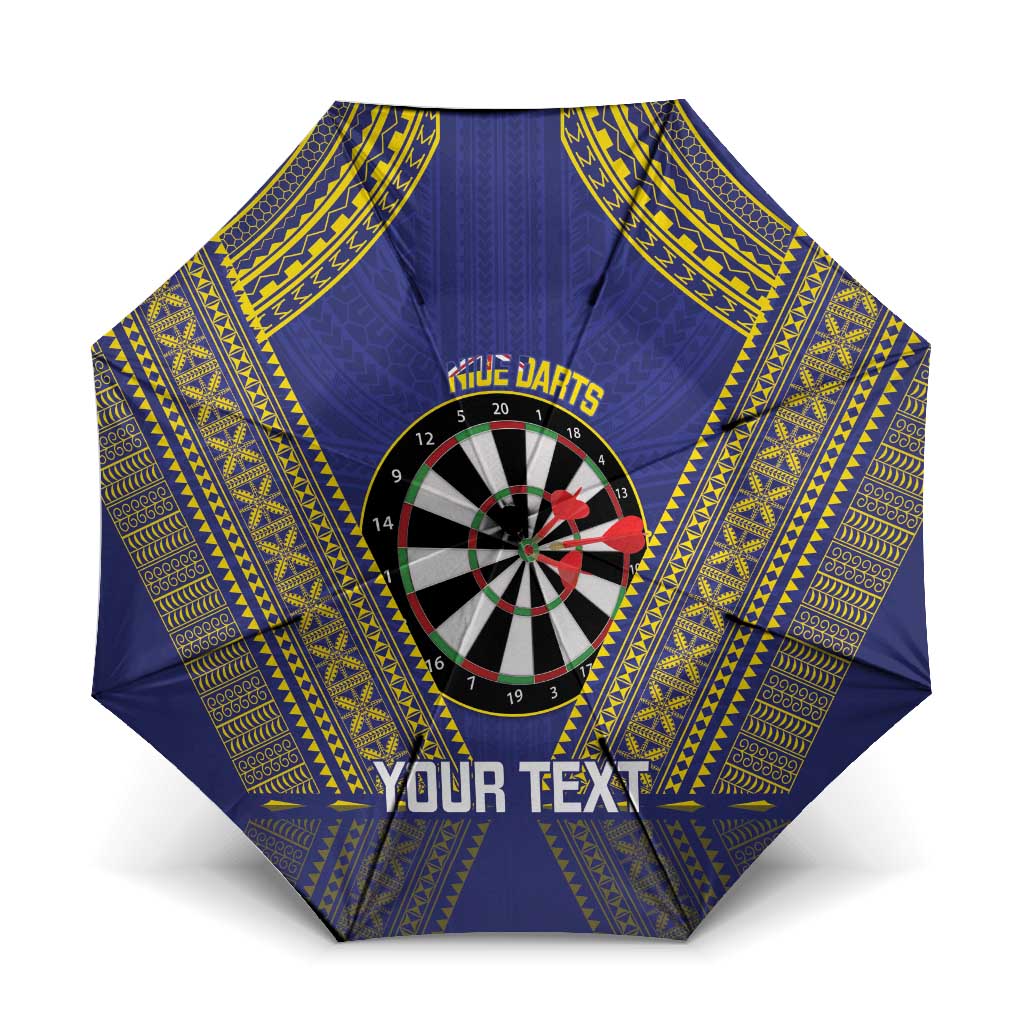 Personalised Niue Darts Umbrella Dart Board Hiapo Pattern - Polynesian Pride