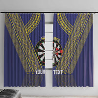 Personalised Niue Darts Window Curtain Dart Board Hiapo Pattern LT14 With Hooks Blue - Polynesian Pride