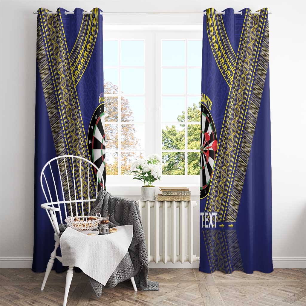 Personalised Niue Darts Window Curtain Dart Board Hiapo Pattern LT14 - Polynesian Pride