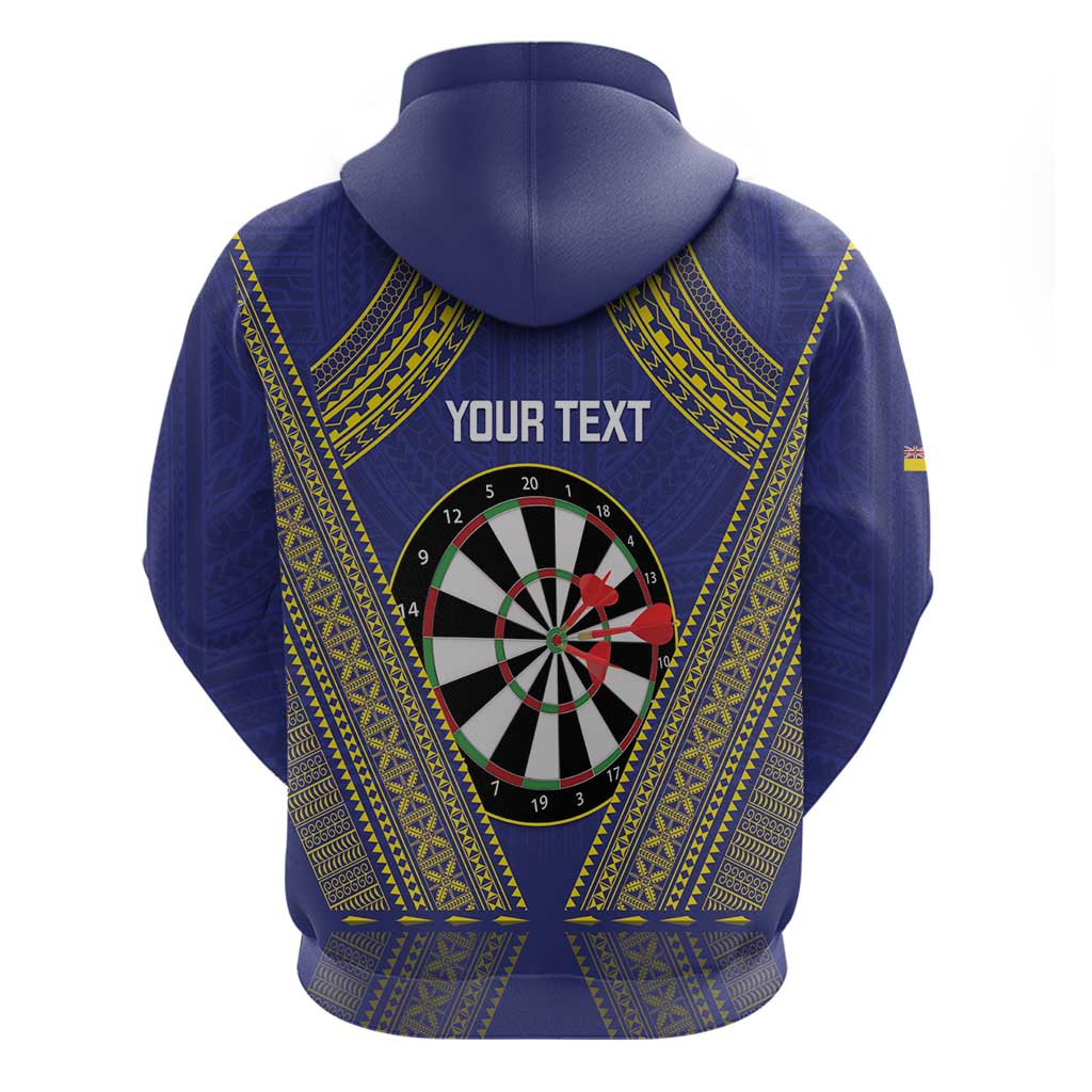 Personalised Niue Darts Zip Hoodie Dart Board Hiapo Pattern - Polynesian Pride