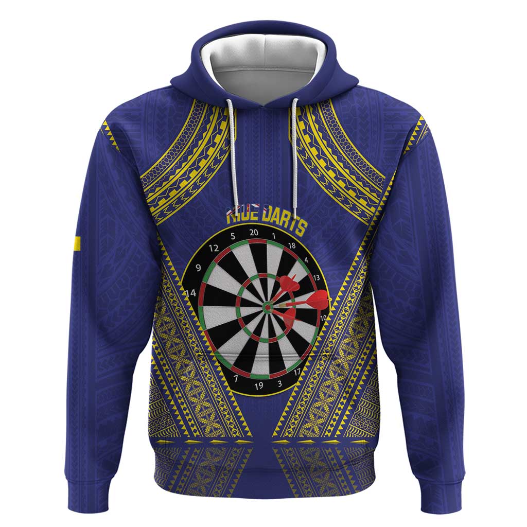 Personalised Niue Darts Zip Hoodie Dart Board Hiapo Pattern - Polynesian Pride