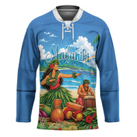Hawaii Makahiki Hockey Jersey Hawaiian New Year Tropical Vibes LT14 Unisex Blue - Polynesian Pride