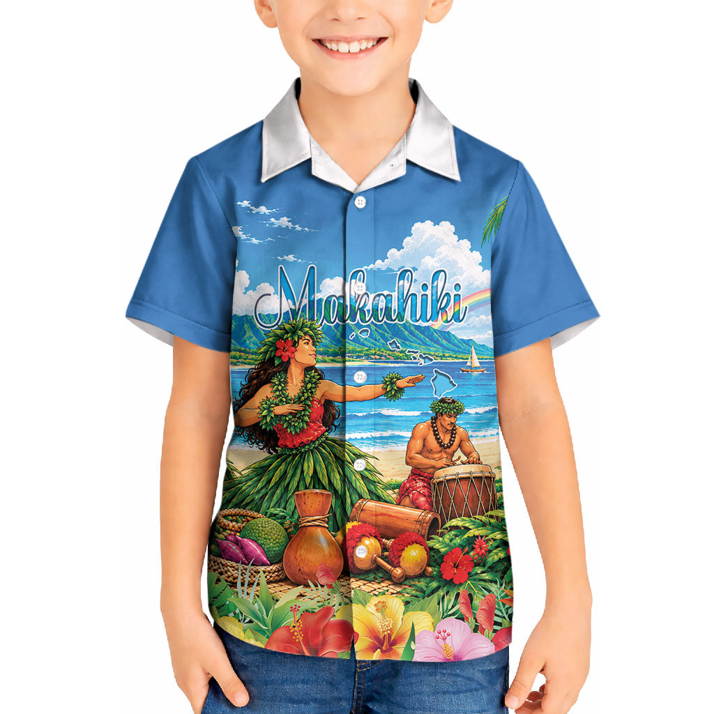 Hawaii Makahiki Kid Hawaiian Shirt Hawaiian New Year Tropical Vibes LT14 Kid Blue - Polynesian Pride