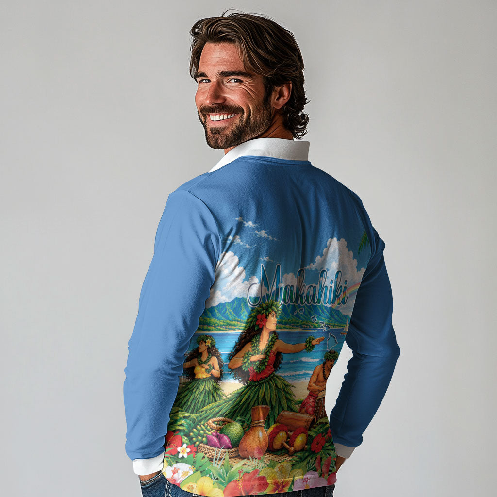 Hawaii Makahiki Long Sleeve Polo Shirt Hawaiian New Year Tropical Vibes LT14 - Polynesian Pride