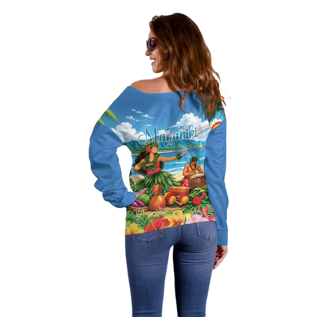 Hawaii Makahiki Off Shoulder Sweater Hawaiian New Year Tropical Vibes LT14 - Polynesian Pride