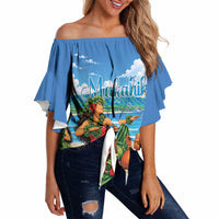 Hawaii Makahiki Off Shoulder Wrap Waist Top Hawaiian New Year Tropical Vibes LT14 Blue - Polynesian Pride