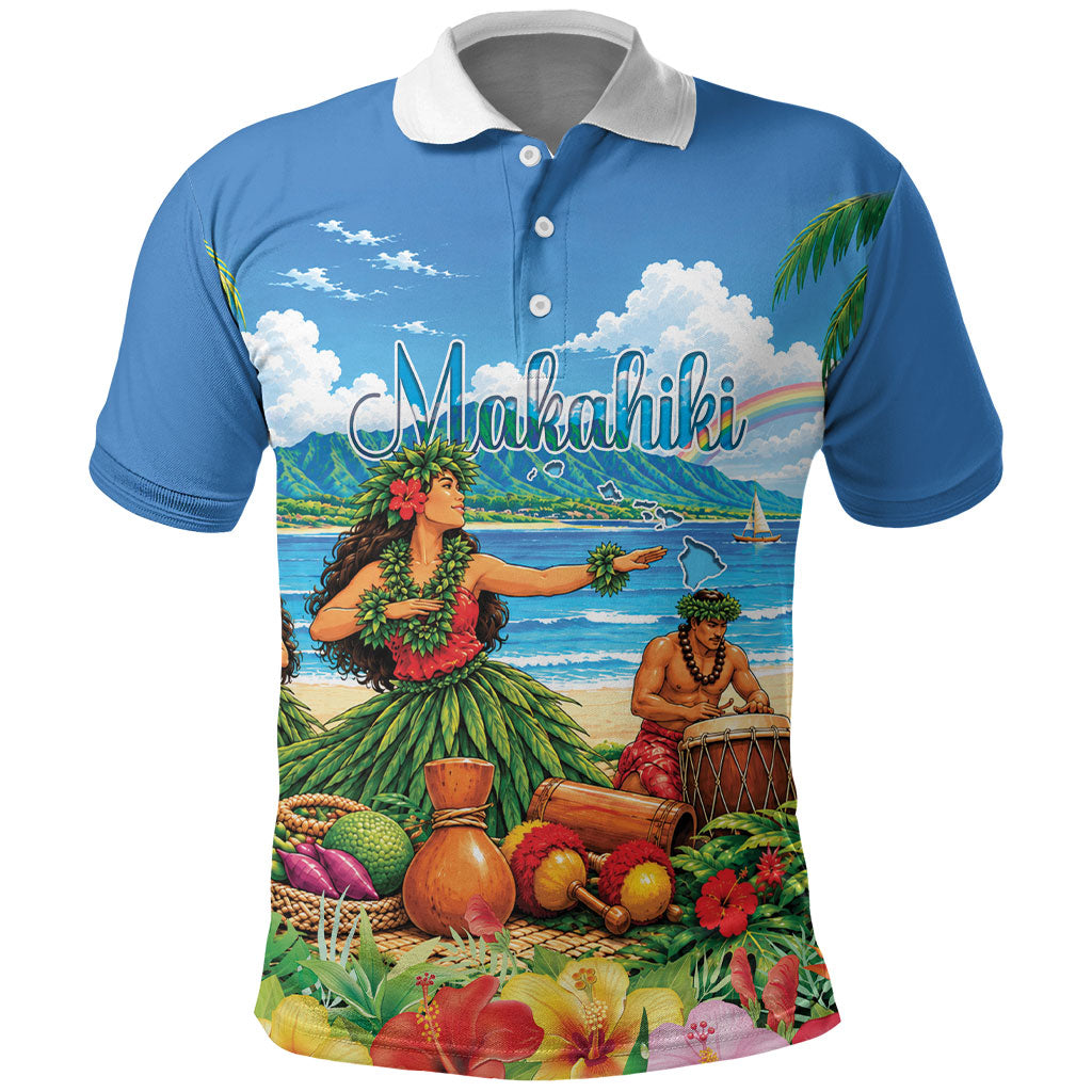 Hawaii Makahiki Polo Shirt Hawaiian New Year Tropical Vibes LT14 Blue - Polynesian Pride