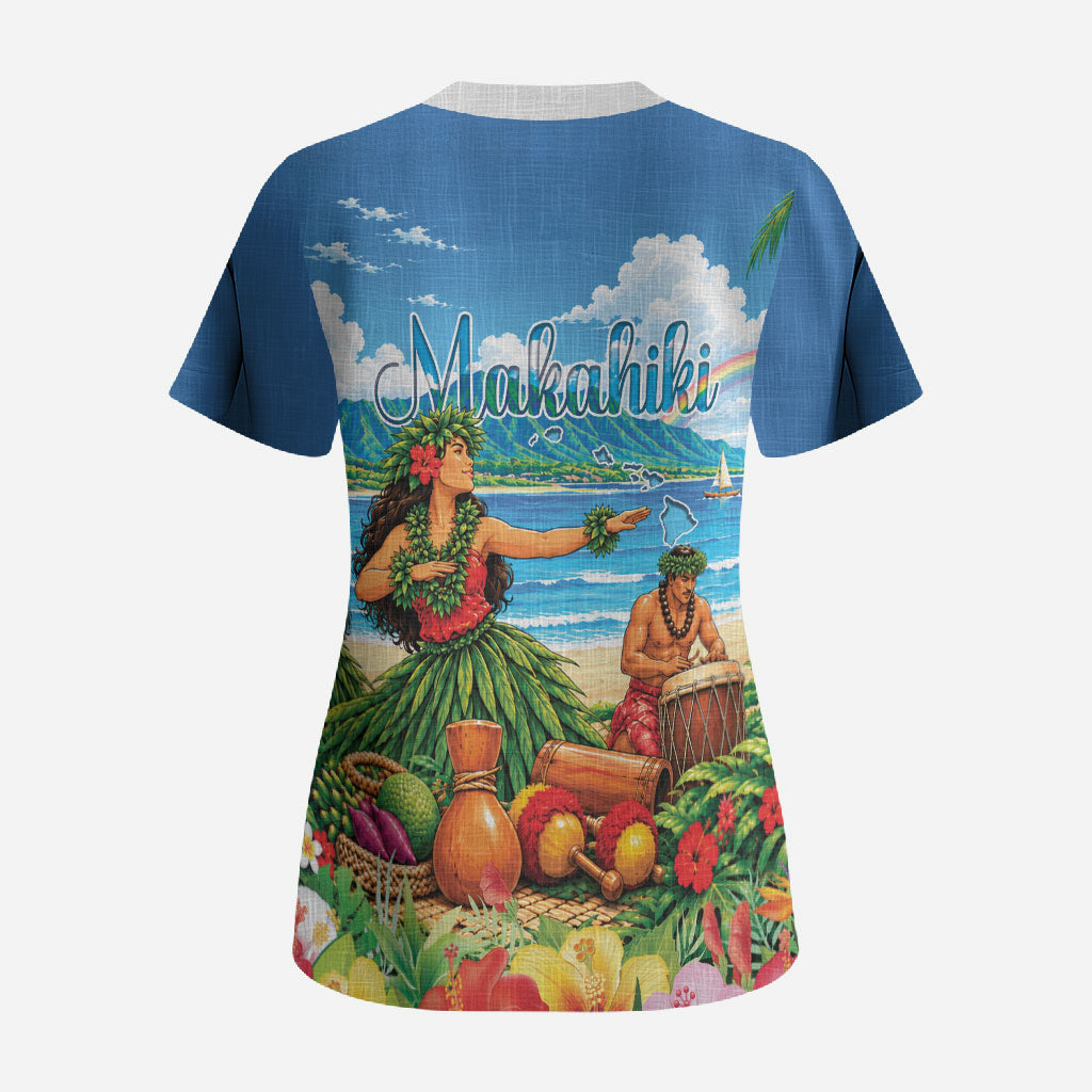 Hawaii Makahiki Scrub Top Hawaiian New Year Tropical Vibes LT14 - Polynesian Pride