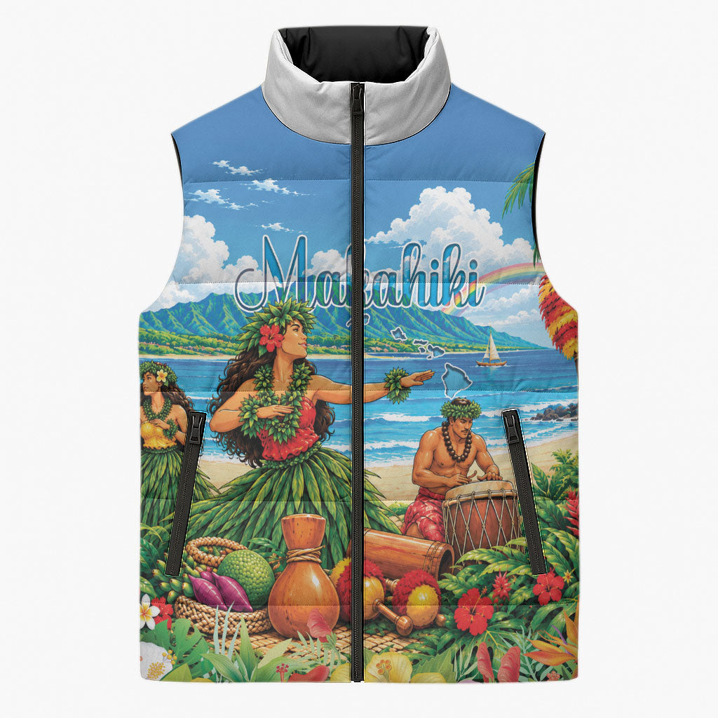Hawaii Makahiki Sleeveless Puffer Jacket Hawaiian New Year Tropical Vibes LT14 Unisex Blue - Polynesian Pride