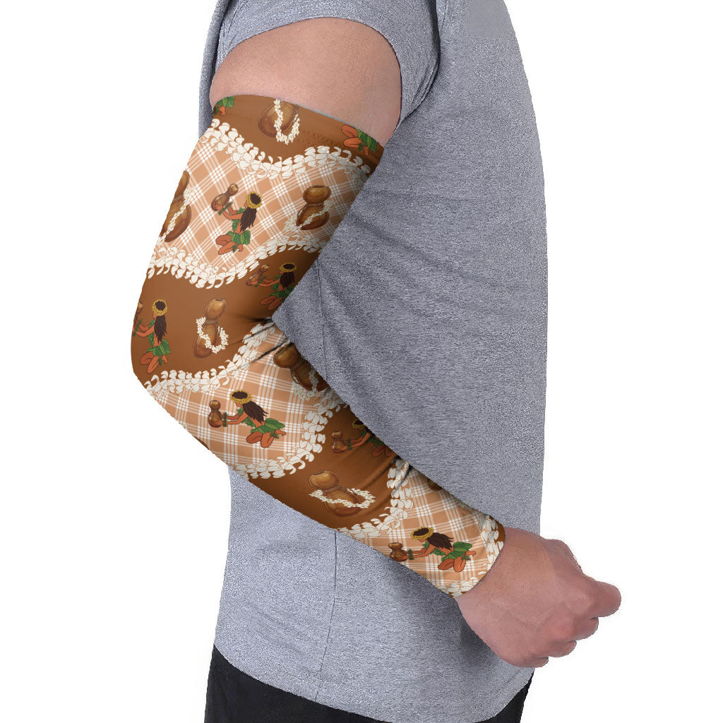 Ipu Heke Hawaii Makahiki Arm Sleeves Hawaiian Puakenikeni Lei Hula Girl Palaka Motifs LT14 - Polynesian Pride