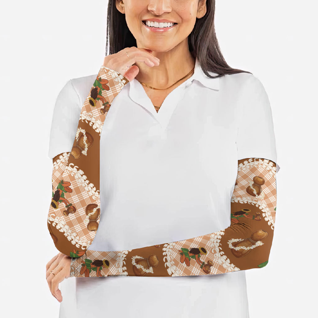 Ipu Heke Hawaii Makahiki Arm Sleeves Hawaiian Puakenikeni Lei Hula Girl Palaka Motifs LT14 - Polynesian Pride