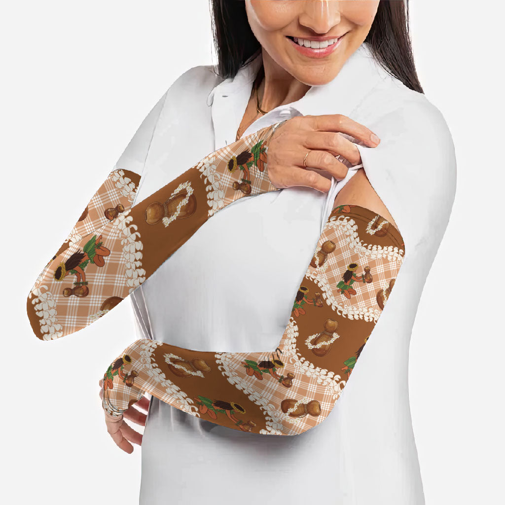 Ipu Heke Hawaii Makahiki Arm Sleeves Hawaiian Puakenikeni Lei Hula Girl Palaka Motifs LT14 - Polynesian Pride
