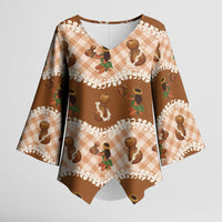 Ipu Heke Hawaii Makahiki Kimono Sleeve Blouse Hawaiian Puakenikeni Lei Hula Girl Palaka Motifs LT14 Female Brown - Polynesian Pride