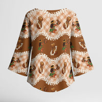 Ipu Heke Hawaii Makahiki Kimono Sleeve Blouse Hawaiian Puakenikeni Lei Hula Girl Palaka Motifs LT14 - Polynesian Pride