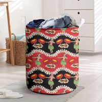 Uliuli Hawaii Makahiki Laundry Basket Hawaiian Puakenikeni Lei Hula Girl Red Version LT14 Red - Polynesian Pride