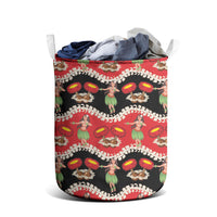 Uliuli Hawaii Makahiki Laundry Basket Hawaiian Puakenikeni Lei Hula Girl Red Version LT14 - Polynesian Pride